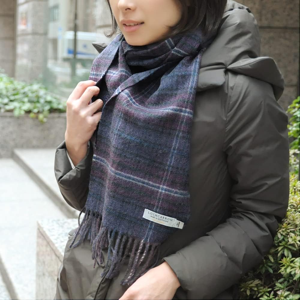 新品＊スコットランド製 暖かカシミア100％人気の紺と緑のチェック柄